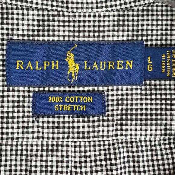 Polo Ralph Lauren Oxford Shirt Mens Size L Black Gingham Plaid LS Button Down - Picture 7 of 10